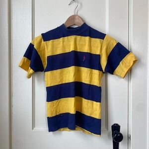 Vintage 1970s kids striped blue tshirt